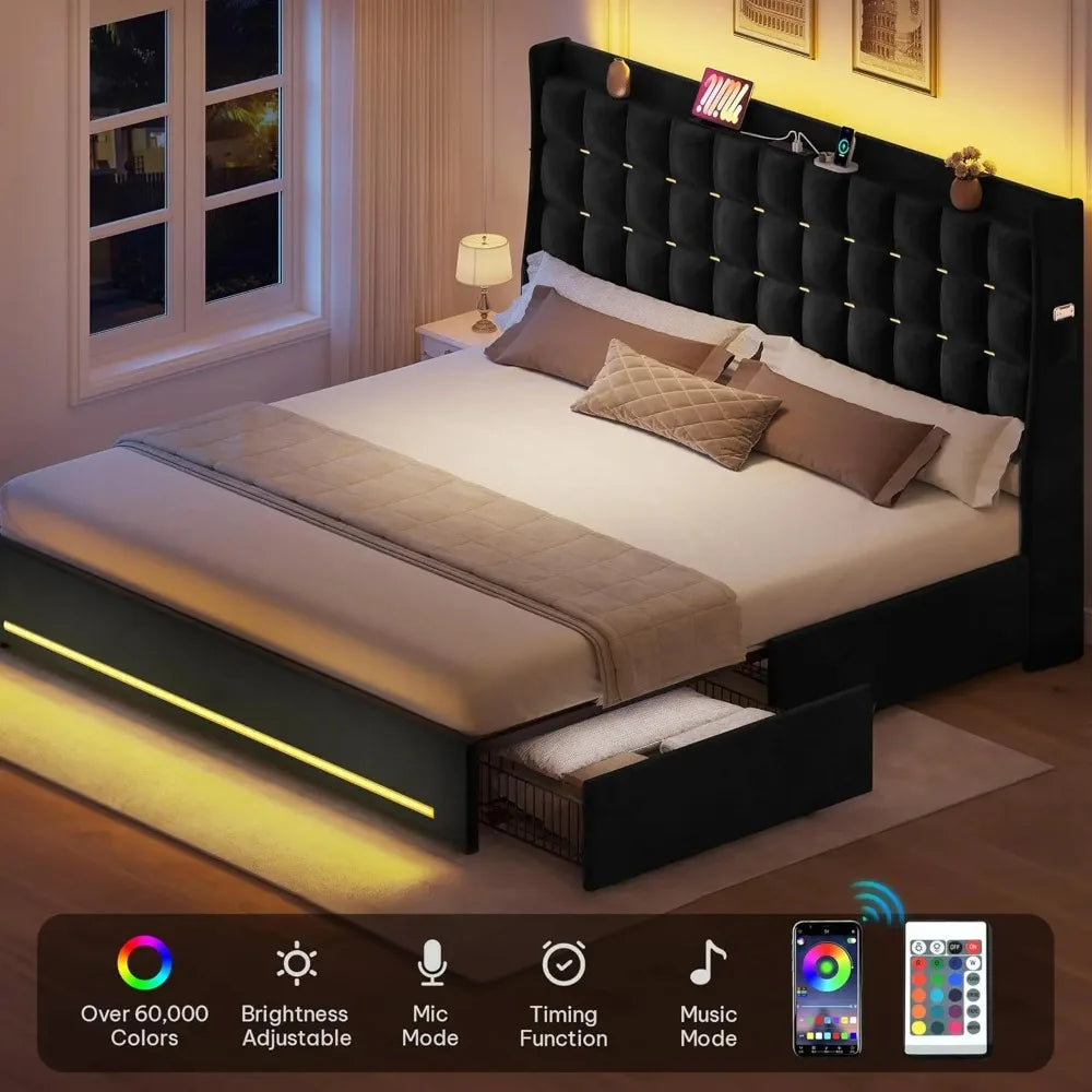 Queen/king Bed Frame with 4 Drawers