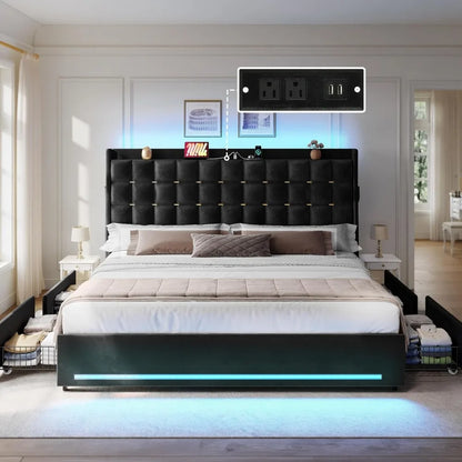 Queen/king Bed Frame with 4 Drawers