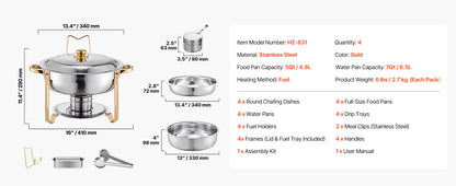 4 Pack Chafing Dish Buffet Set